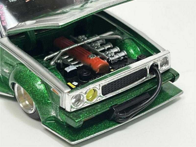 Pop Race Skyline 0210 Kaidi Racer Bosozoku Style Silver Green 1:64 Pop Race PR640061