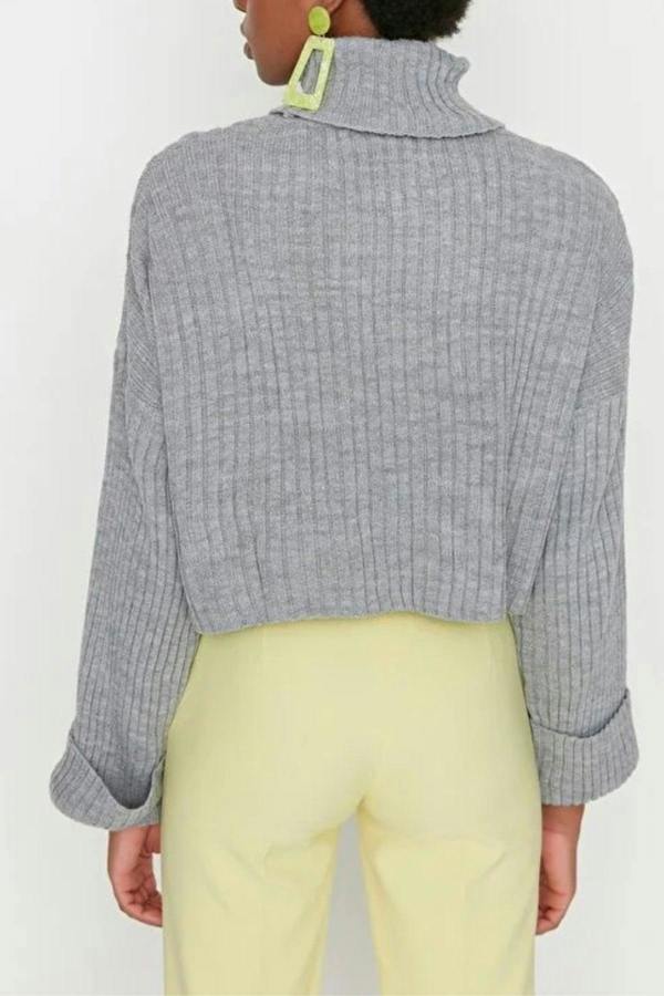 WOVCOR Crop Basic Knit Sweater