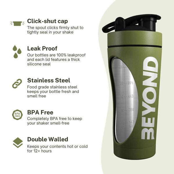 Beyond Shakers 735ml Protein Shaker Bottle - Forest Green