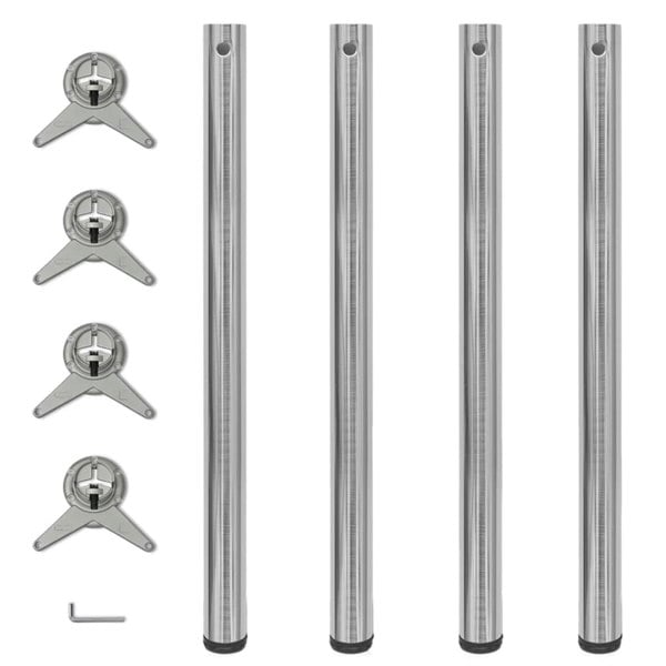 Berkfield 4 Height Adjustable Table Legs Brushed Nickel 870 mm