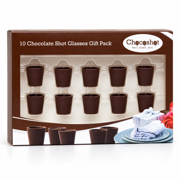 Chocoshot 10 Chocolate Shot Glasses L'chaim Gift Set