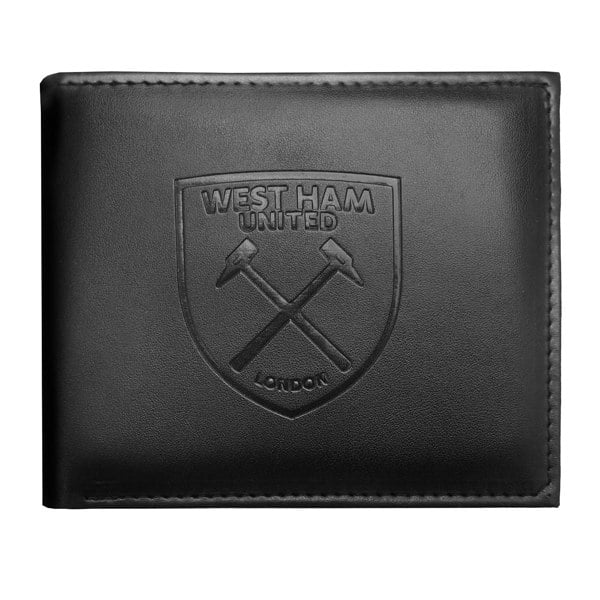 West Ham United FC Mens Official RFID Embossed Leather Wallet - Black