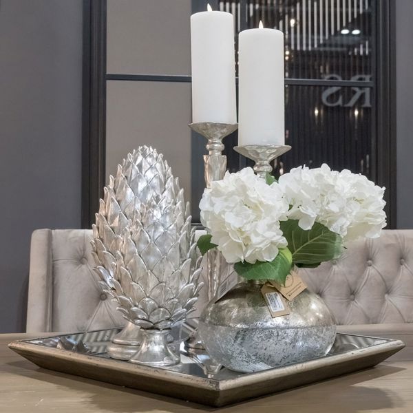 Hill Interiors Astor Distressed Mirrored Square Tray - Gold