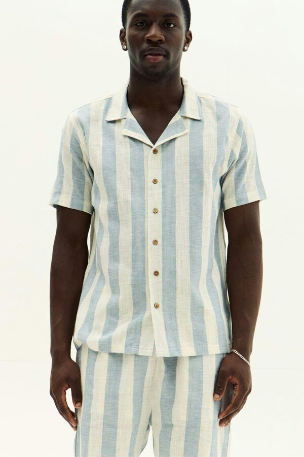 Men’s Striped Short Sleeve Shirt & Shorts Co-Ord Set
