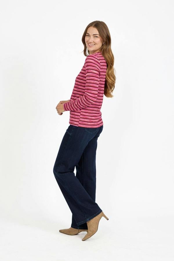Mudflower Space Dye Ribbed Jersey Button-Up Top