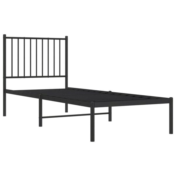 Berkfield Metal Bed Frame with Headboard Black 75x190 cm 2FT6 Small Single