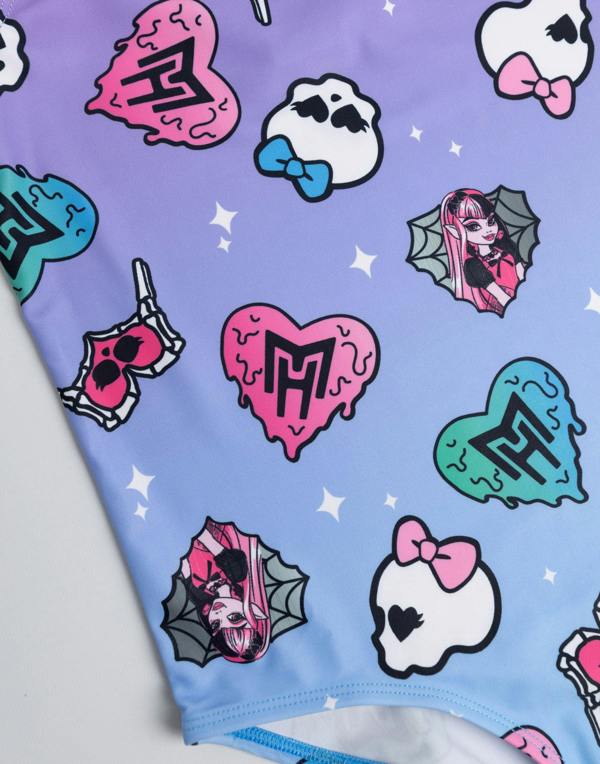 Vanilla Underground Monster High Girls Purple Gradient Sticker 1 Piece Swimming Costume