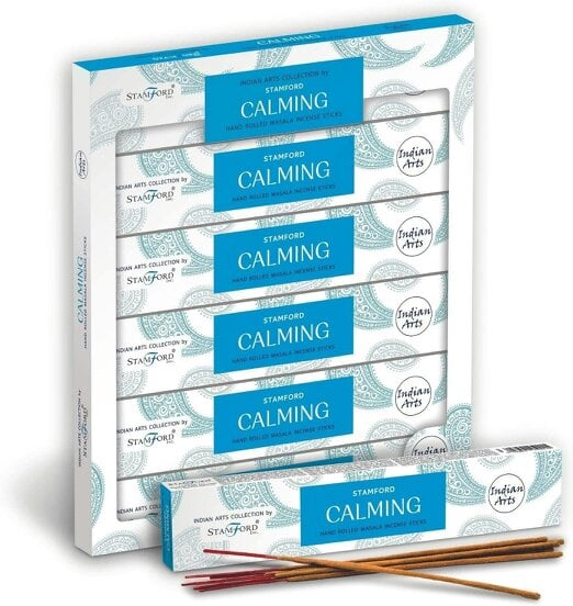 Stamford Indian Arts Calming Hand Rolled Masala Incense Sticks, 6 packs x 15 sticks