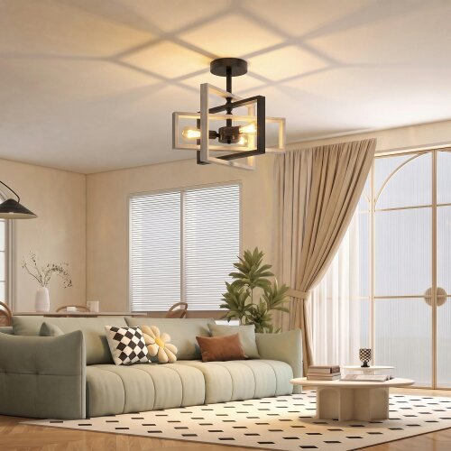 HOMCOM Ceiling Light Fixtures, 3 E14 Sockets, Bulbs Not Included
