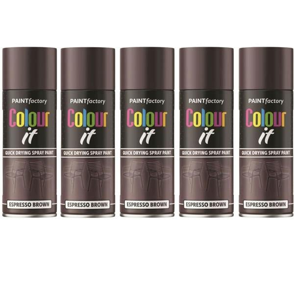 Paint Factory 5X  Espresso Brown Gloss Spray Paint 400ml