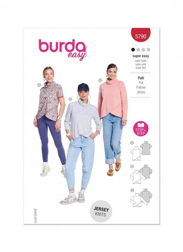 Burda Sewing Pattern 5790 Tops and Sweaters For Women, 8-22 (34-48) - Easy