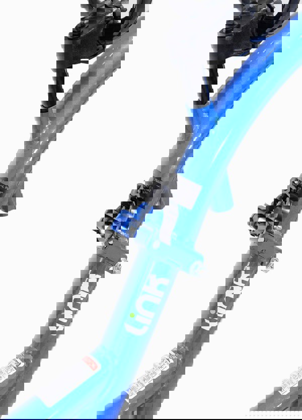 Close-up of Blue tag-along bike