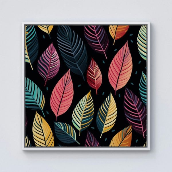 Warren Reed Colourful Leaves Pattern Framed Canvas