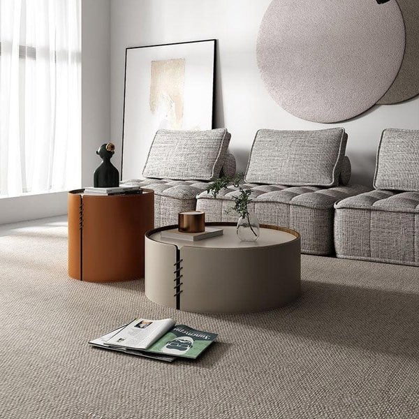Rossi Nesting Coffee Table, Light Grey & Orange-Weilai Concept-Weilai Concept