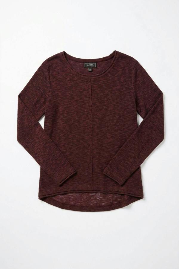 Brown | Long Sleeve Relaxed Lightweight Knit Top
