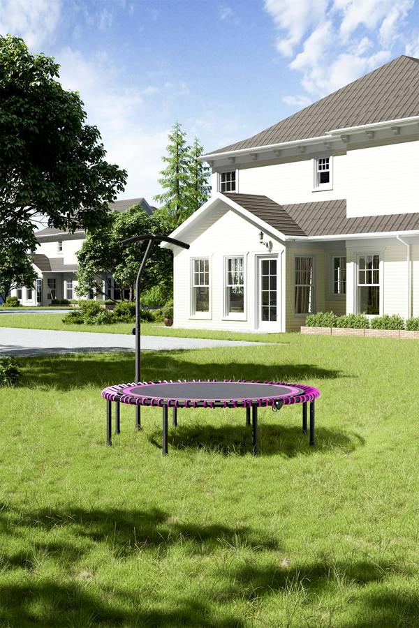 Living and Home 48in Bungee Cords Foldable Round Pink Trampoline with Adjustable T-Handle Bar