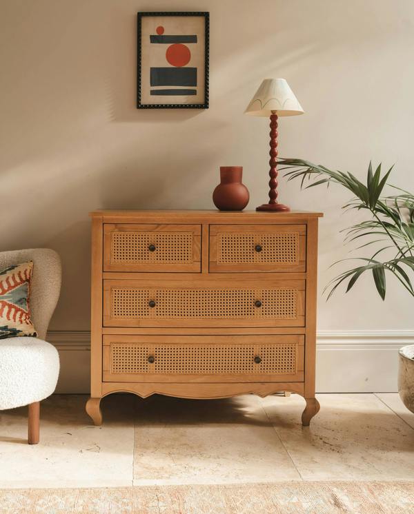 Statement Furniture Louis Chest of Drawers with Rattan Cane Drawers