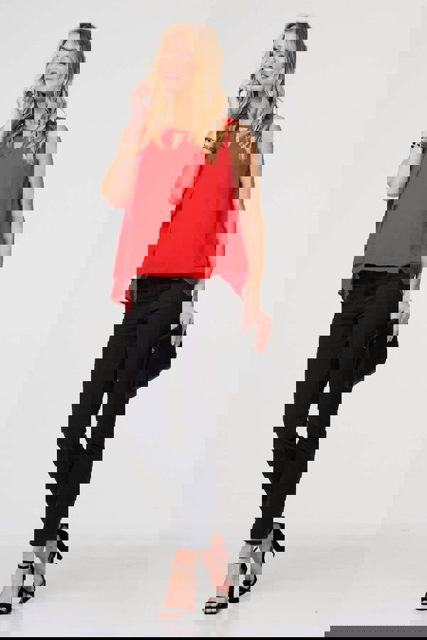 Red | Cut Out Detail Sleeveless Top