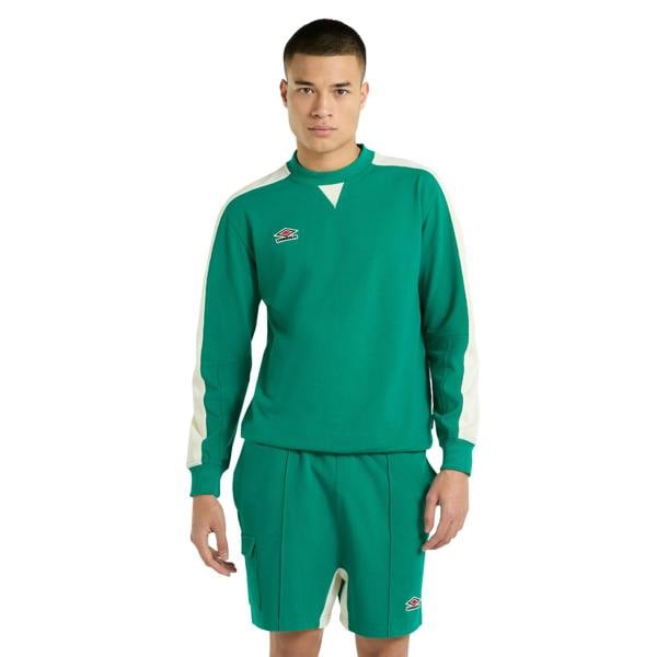Umbro Mens Panelled Relaxed Fit Sweatshirt - Quetzal Green/Papyrus - 