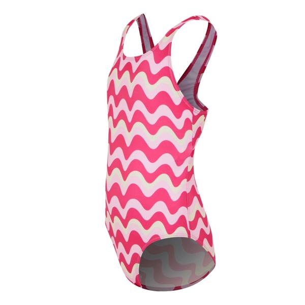 Regatta Girls Katrisse Wavy Lines One Piece Swimsuit - Pop - 