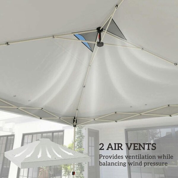 Gazebo Roof Replacement UV50+ Waterproof Pop Up Canopy Cover with 8 Drainage Holes 3 x 3 m White