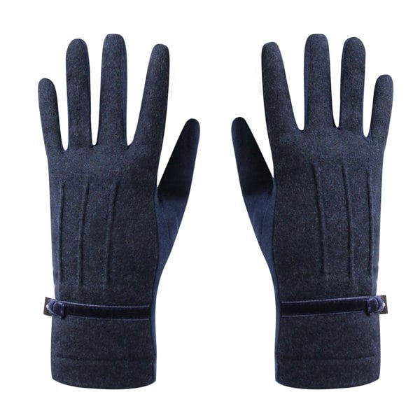 Earth Squared Wool Blend Ladies Gloves – Velvet Bow Detail – One Size