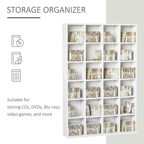 White CD storage organizer cabinet with small square compartments for media