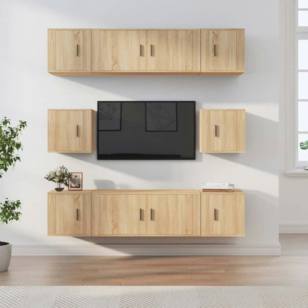 Berkfield 8 Piece TV Cabinet Set Sonoma Oak Engineered Wood