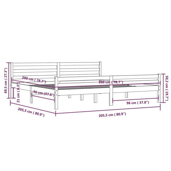 Berkfield Bed Frame White Solid Wood 200x200 cm
