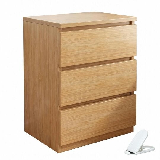 Havendro Modern Bedside Table Drawers Cabinet Bedroom Furniture Storage Nightstand Shelf - brown - M wood