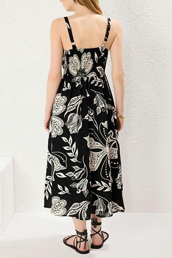 WOVCOR Floral Midi Woven Dress