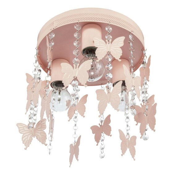 Happy Homewares Childrens Ceiling Light Fitting in Blush Pink with Hanging Butterflies