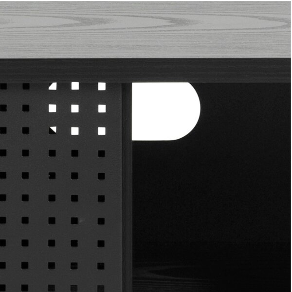 Wyld Haus Cambridge Industrial Black Mesh TV Unit 1 Sliding Door