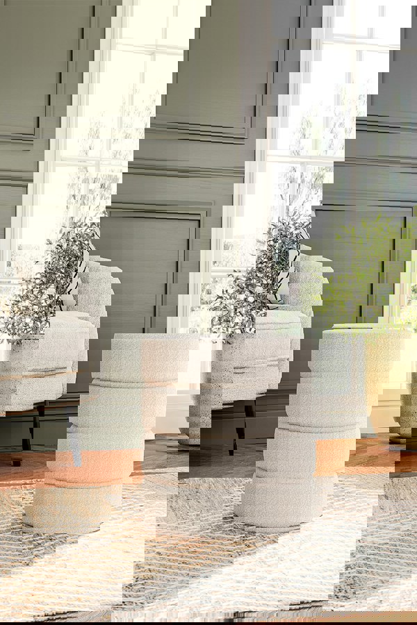 Living and Home Round Channel Upholstered Footstool