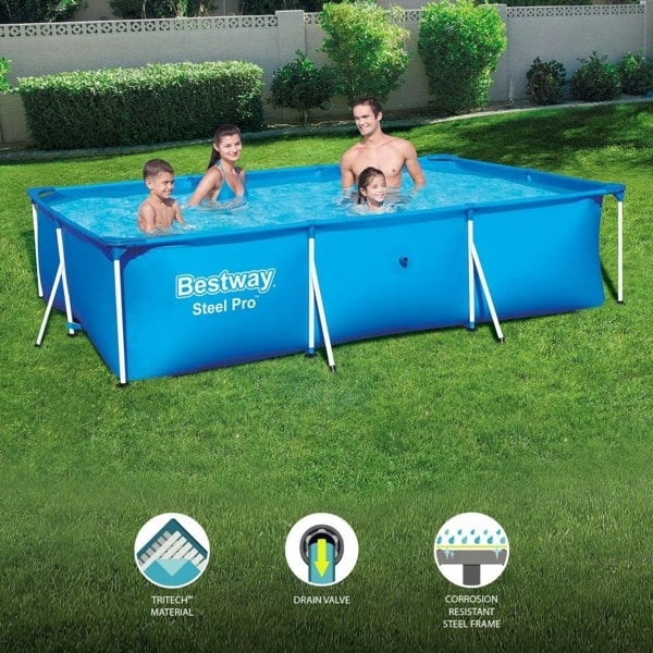 Bestway Rectangular Steel Frame Pool Set 9FT With Filter Pump
