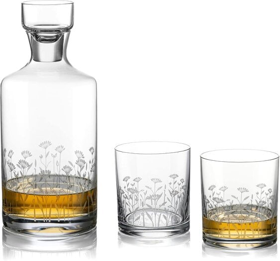 Diamante Floral Whisky Water Spirit Decanter & Tumblers Gift Set