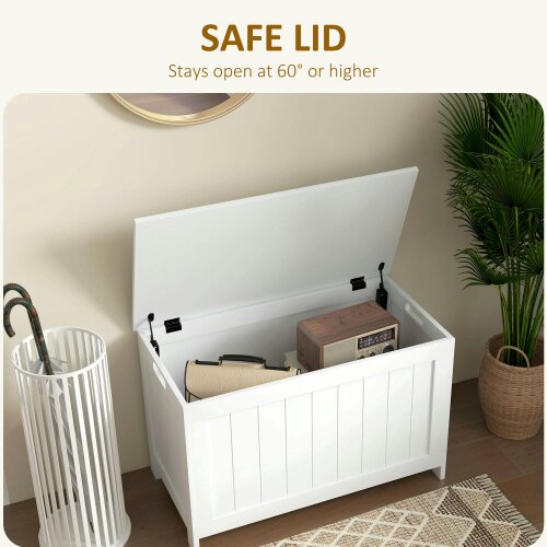 Wyld Haus Halumo White Wooden Panelled Blanket Storage Chest