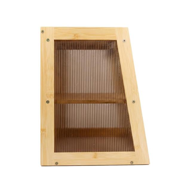Maison des Cadeaux Large 2-Tier Bamboo Bread Bin with Fluted Windows