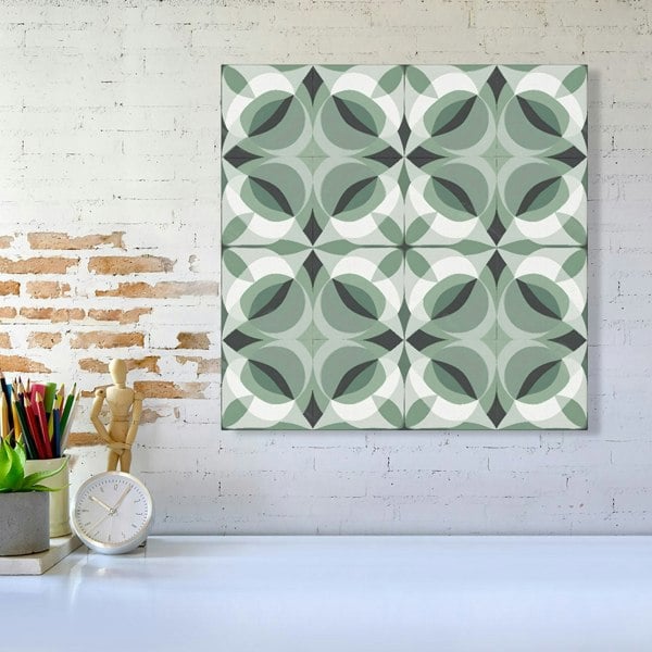 Warren Reed Geometric Green Grey Canvas