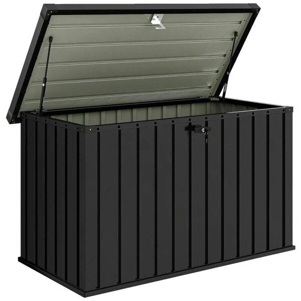400L Galvanised Steel Garden Storage Box, Black
