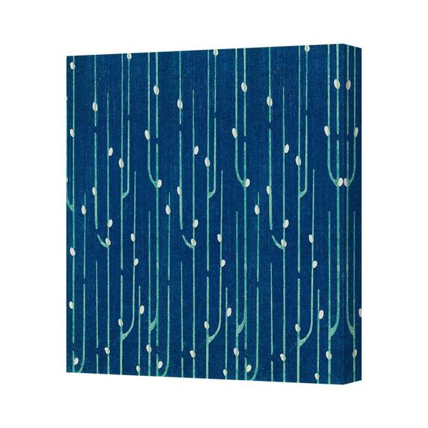 Benjamin Tate Design Blue Modern Canvas Wall Art Print With Vertical Dots And Lines Made In UK