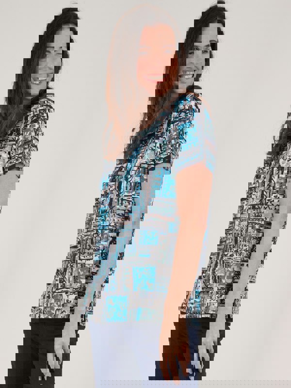 TIGI-Wear Patch-work Soft-square Neckline Top