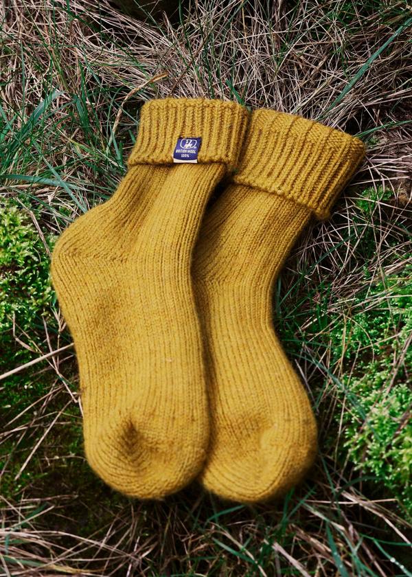 Jemsox British Wool Boot Socks – Mustard Fields | 100% British Wool Luxury Boot Socks
