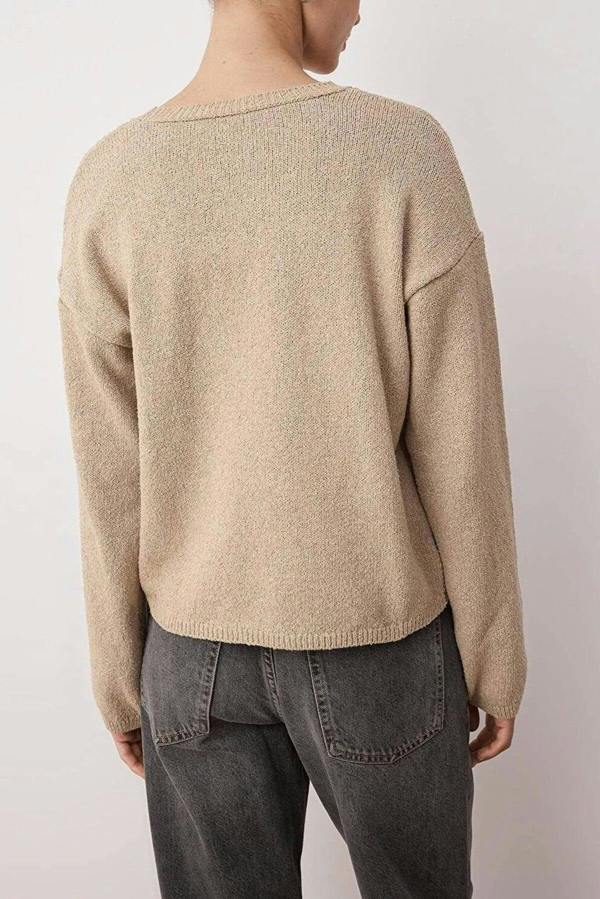 WOVCOR Cotton Loose Fit Basic Knit Sweater