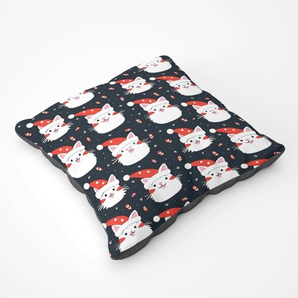 Warren Reed Cute Cats Wearing Santa Claus Hats Floor Cushion