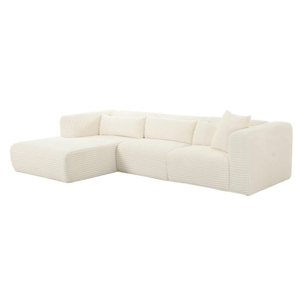 Furniture Edit Tarra Fluffy Oversized Cream Corduroy Modular LHF Sectional