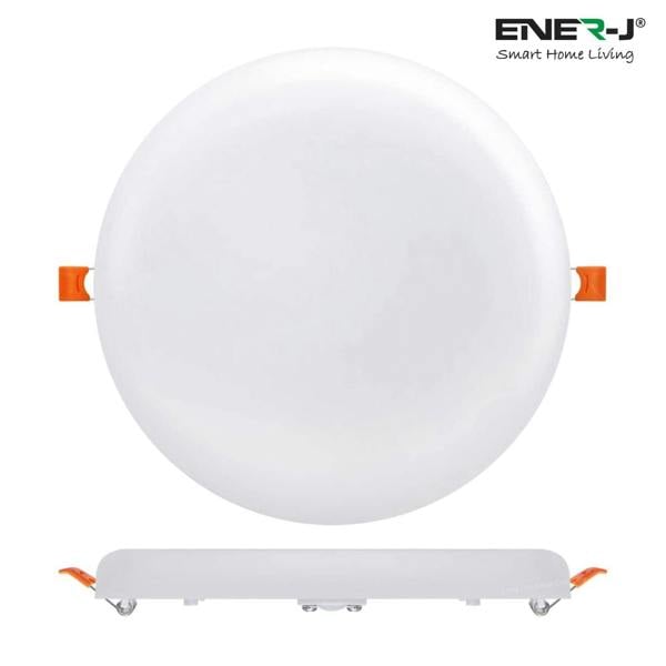 ENER-J Pack of 4 12W Frameless Recessed-Surface Super LED Panel Downlights, 105mm, Round, 2 Years Warranty - 6000K