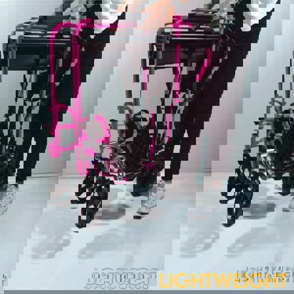 Aidapt Aluminium Compact Transport Wheelchair Pink