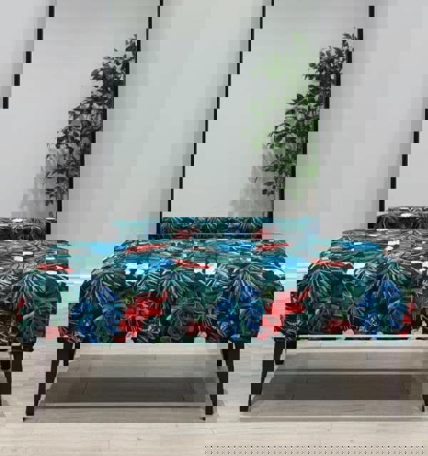 Blue jungle floral footstool pouffe footrest table or coffee table - ISTOOLS