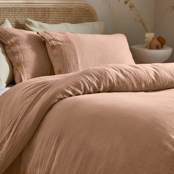 Yard Lark Muslin Cotton Duvet Cover Set - Pink Clay